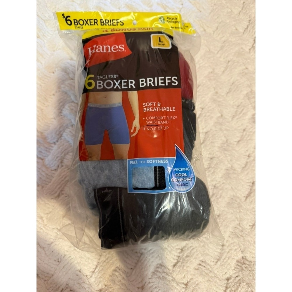 Hanes Mens Tagless Boxer Briefs 6+1 Bonus Pack Multi Color Size Large 36-38